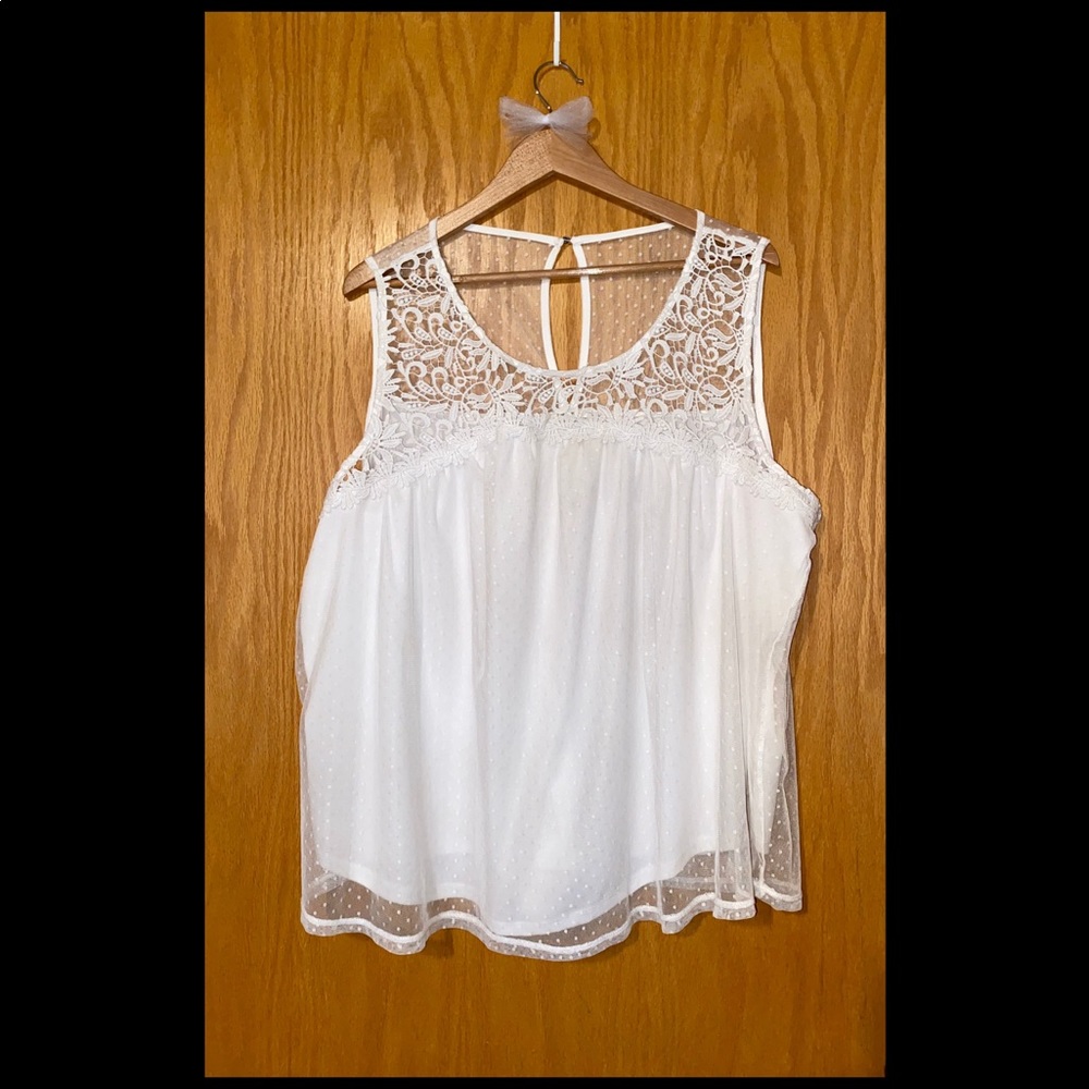 Lace & mesh white top